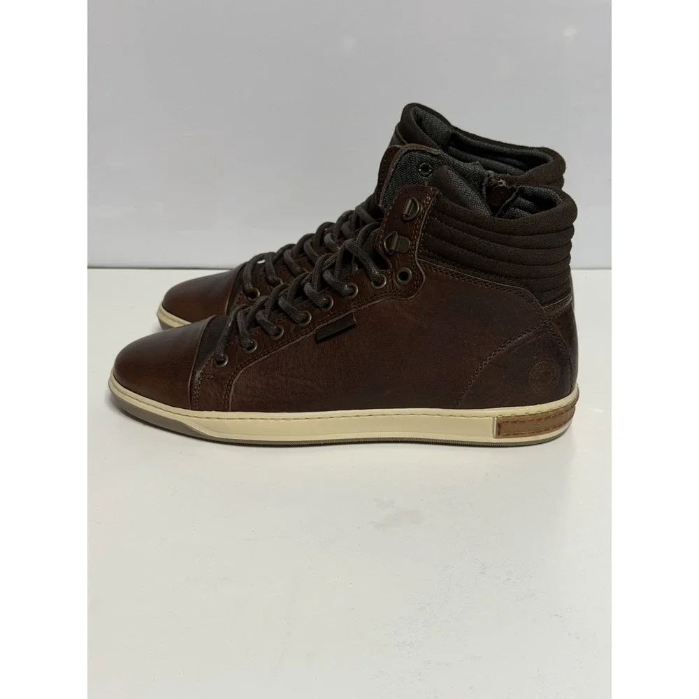 Bullboxer Laytone Brown Leather Lace Up High Top Sneakers Men's Size 8 New